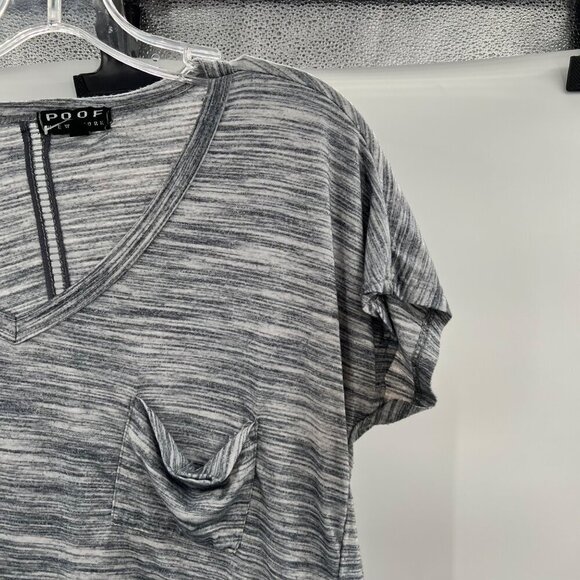 Poof New York Women's V-Neck Sheer Gray Heathered T-Shirt Size Small - Picture 4 of 9
